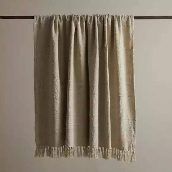 Dunelm Natural Cotton Check Throw - Image 2