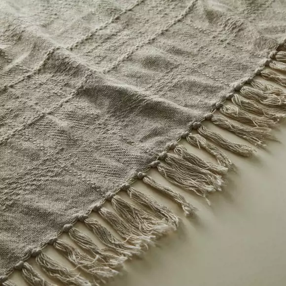 Dunelm Natural Cotton Check Throw - Image 3