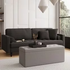 Dunelm Oswald Faux Wool Buttoned Ottoman Bench