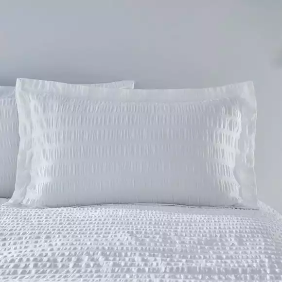 Dunelm Aria Seersucker White 100% Cotton Oxford Pillowcase
