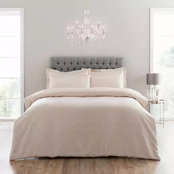 Dunelm Tegan Champagne Textured Duvet Cover And Pillowcase Set - Image 2