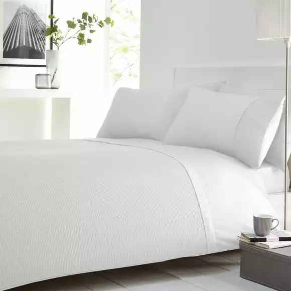 Dunelm Waffle White Duvet Cover And Pillowcase Set