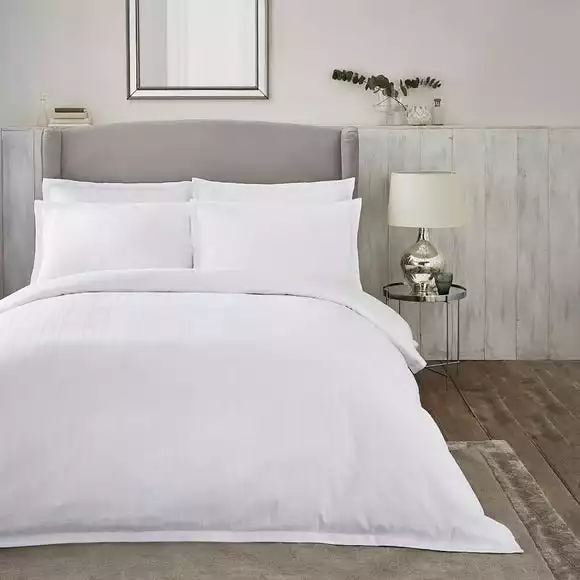 Dorma Purity Staunton Waffle Stripe White 100% Cotton Duvet Cover And Pillowcase Set - Image 5