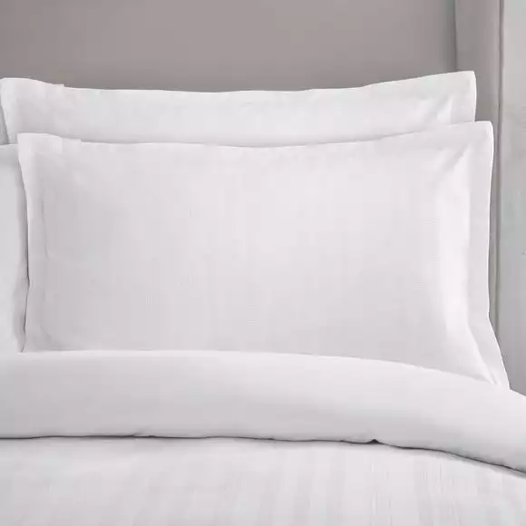 Dorma Purity Staunton Waffle Stripe White 100% Cotton Duvet Cover And Pillowcase Set - Image 6