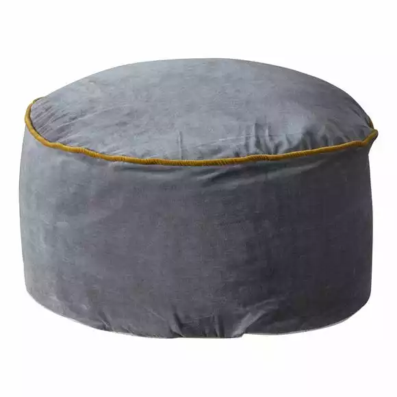 Cedar & Sage Gabrielle Grey Velvet Pouffe - Image 2
