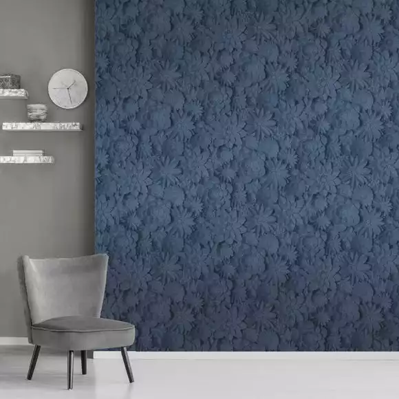 Dunelm Dimensions Floral Navy Wallpaper