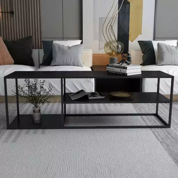 Dunelm Long Black Coffee Table Shelving Unit