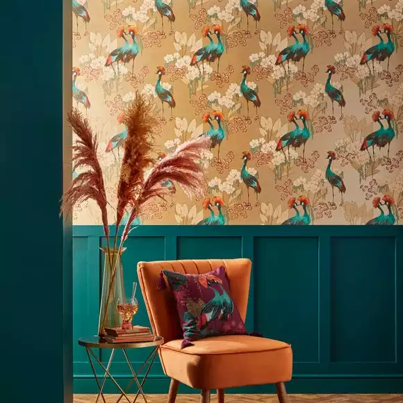 Dunelm Mariba Ochre Wallpaper