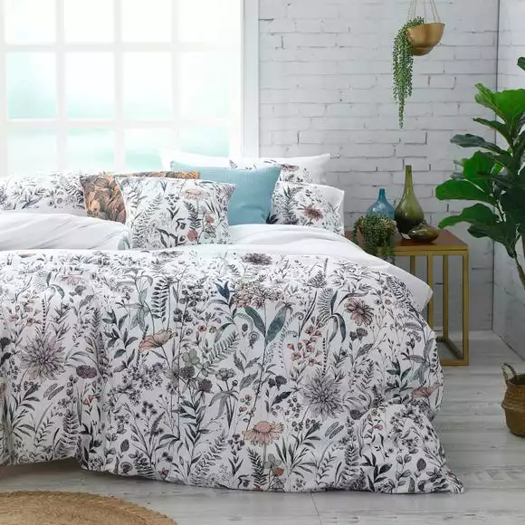 Avery Green Fumiko Floral 100% Cotton Sateen Duvet Cover And Pillowcase Set
