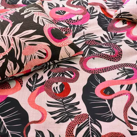 Furn Furn. Serpentine Ruby Pink Duvet Cover And Pillowcase Set - Image 3