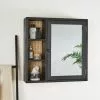 Dunelm French Cane Black Mirror Cabinet