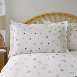 Dunelm Pressed Floral White Oxford Pillowcase
