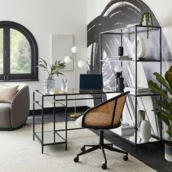 Dunelm Claudia Black Mirrored Corner Ladder Desk