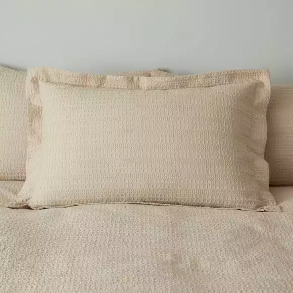 Dunelm Amberley Waffle Natural 100% Cotton Oxford Pillowcase