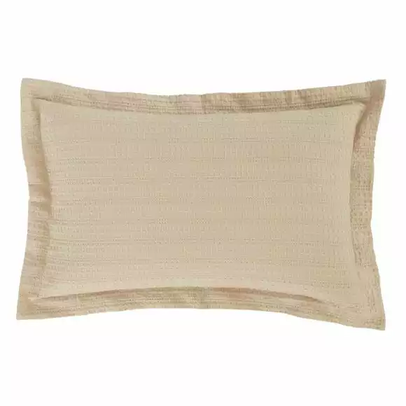 Dunelm Amberley Waffle Natural 100% Cotton Oxford Pillowcase - Image 2