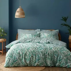Dunelm Willow Dottie Green Duvet Cover And Pillowcase Set