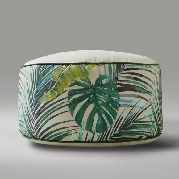 Dunelm Palm Print Tapestry Pouffe - Image 3