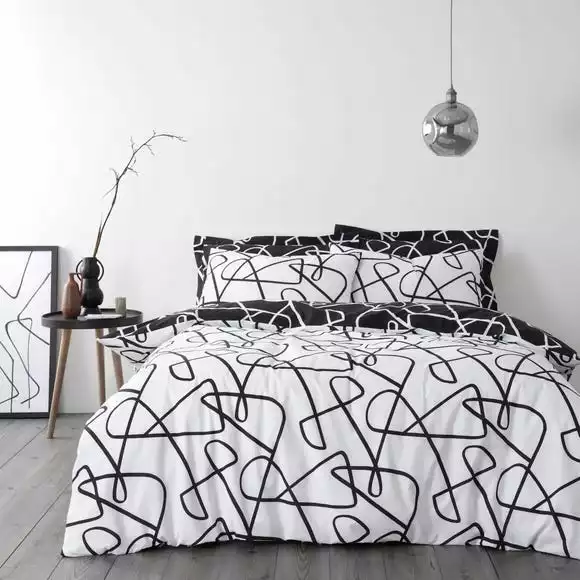 Dunelm Mono Curves Duvet Cover And Pillowcase Set