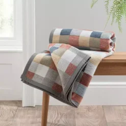 Dunelm Super Soft Mini Squares Throw