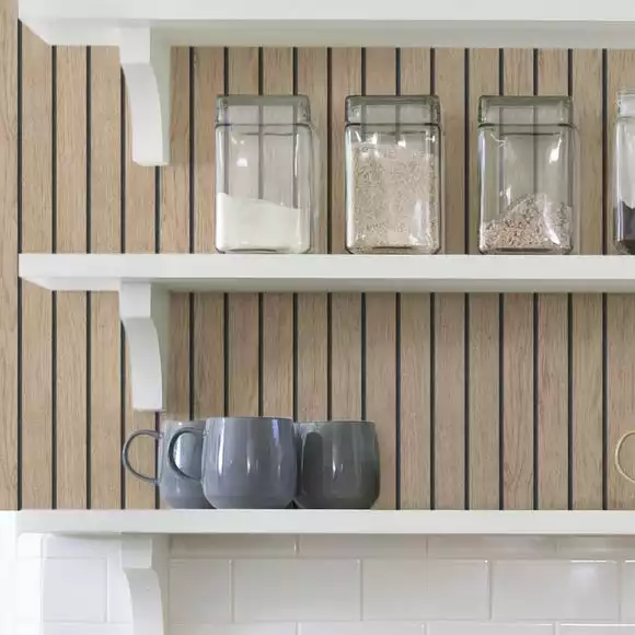 NuWallpaper Nu Wall Self Adhesive Wooden Panel Wall Natural Wallpaper - Image 3