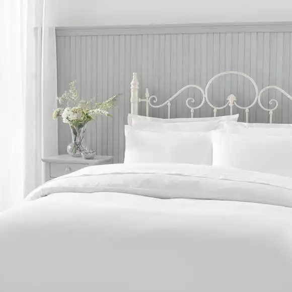 Holly Willoughby Plain White 100% Cotton Duvet Cover And Pillowcase Set - Image 2