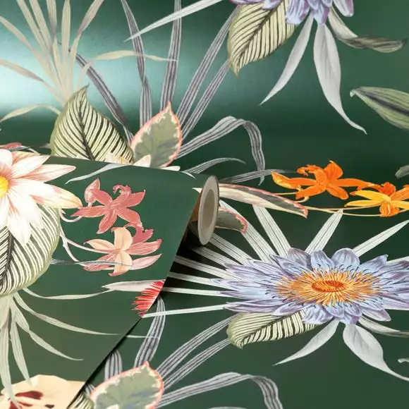 Dunelm Tropical Floral Emerald Wallpaper - Image 3