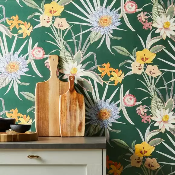 Dunelm Tropical Floral Emerald Wallpaper - Image 4