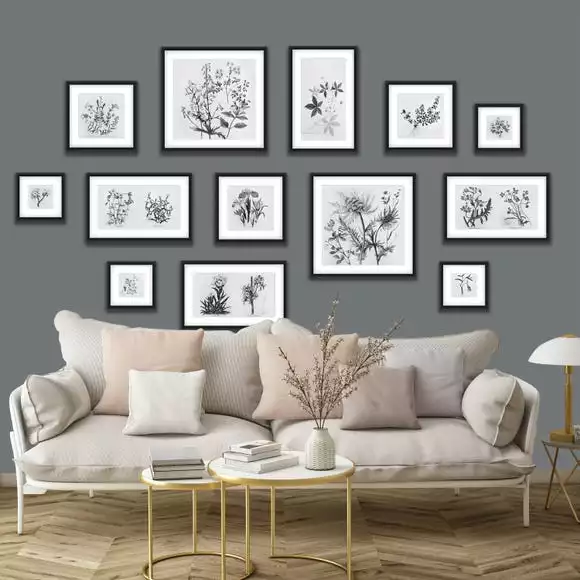 Dunelm Botanical Gallery Wall Grey Mural