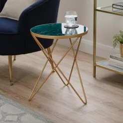 Dunelm Zoey Green Marble Effect Side Table