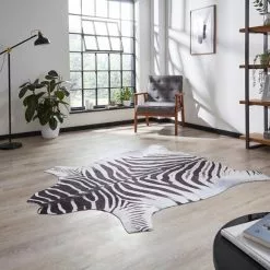 Think Rugs Faux Zebra Print Rug