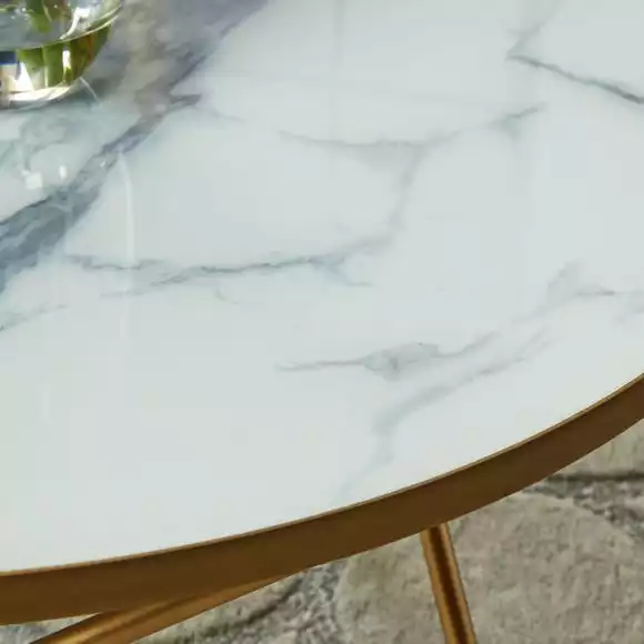 Dunelm Zoey White Marble Effect Coffee Table - Image 2