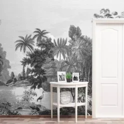 Dunelm Vintage Tropical Black And White Mural