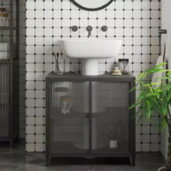 Dunelm Stannis Reeded Glass Under Sink Unit