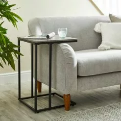 Dunelm Charlie Concrete Effect C-Shaped Side Table