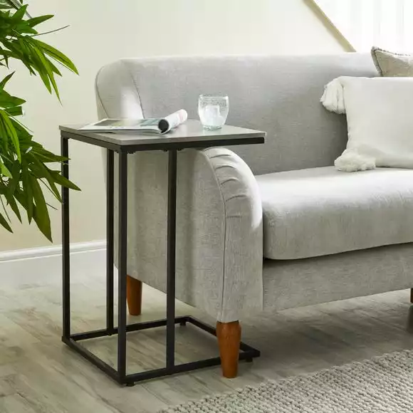 Dunelm Charlie Concrete Effect C-Shaped Side Table