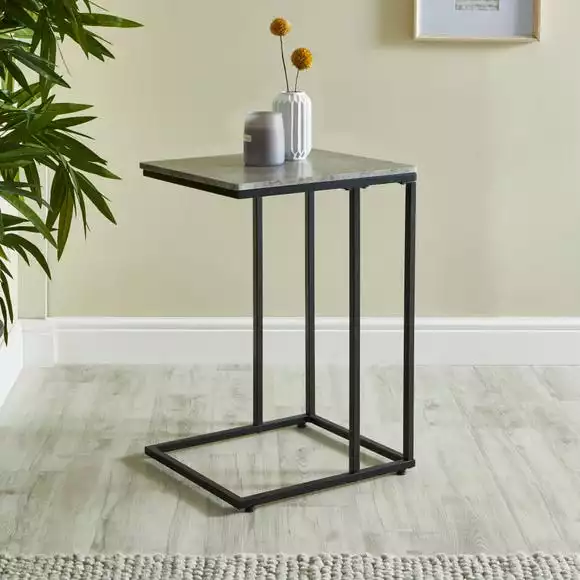Dunelm Charlie Concrete Effect C-Shaped Side Table - Image 3