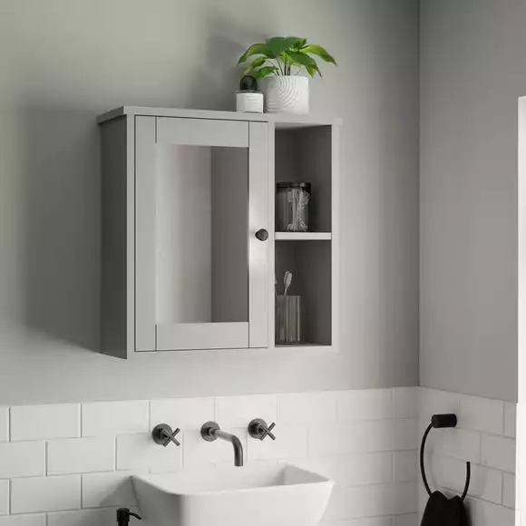 Dunelm Lynton Grey Compact Bathroom Wall Cabinet