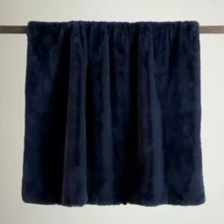 Dunelm Silky Soft Faux Fur Throw Navy