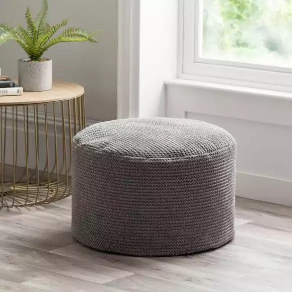 Dunelm Jenson Charcoal Waffle Pouffe
