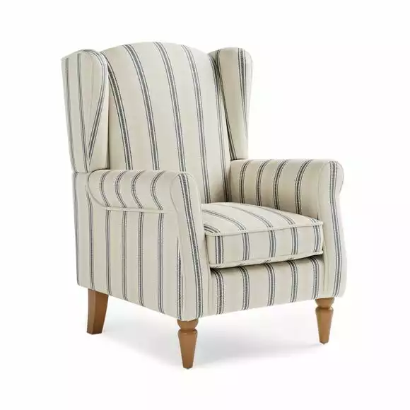 Dunelm Oswald Self Assembly Pinstripe Armchair Folkstone Blue - Image 2