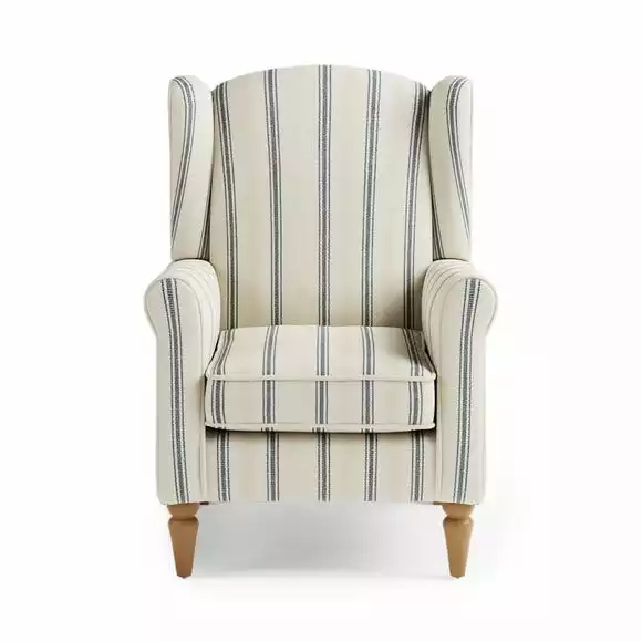 Dunelm Oswald Self Assembly Pinstripe Armchair Folkstone Blue - Image 3