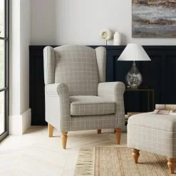 Dunelm Oswald Window Pane Check Wingback Armchair