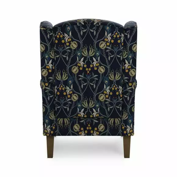 Dunelm Oswald Navy Havisham Print Wingback Armchair - Image 5