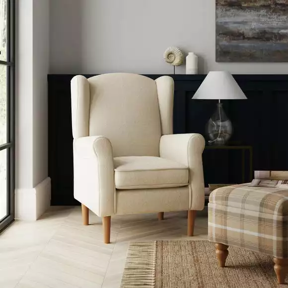 Dunelm Oswald Sandstone Sherpa Wingback Armchair