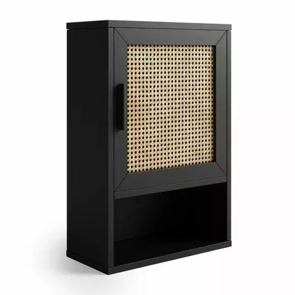 Dunelm Winslow Wall Cabinet Black Rattan - Image 2