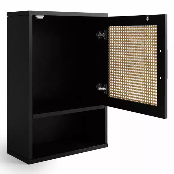 Dunelm Winslow Wall Cabinet Black Rattan - Image 5