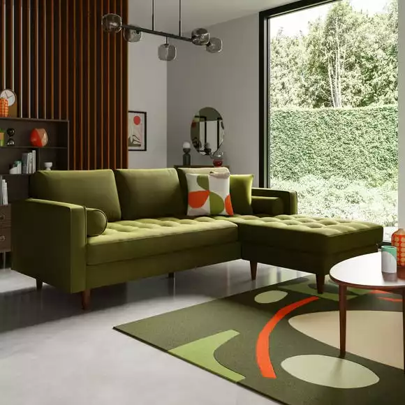 Dunelm Zoe Velvet Right Hand Corner Sofa