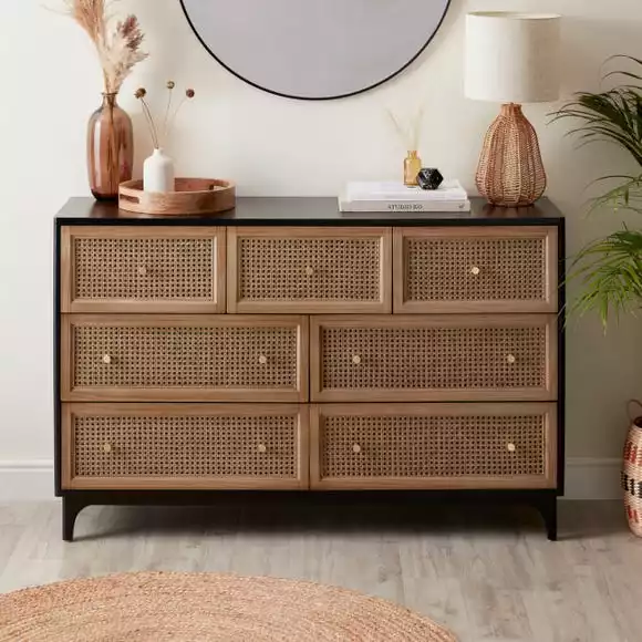 Dunelm Franco 7 Drawer Chest, Black