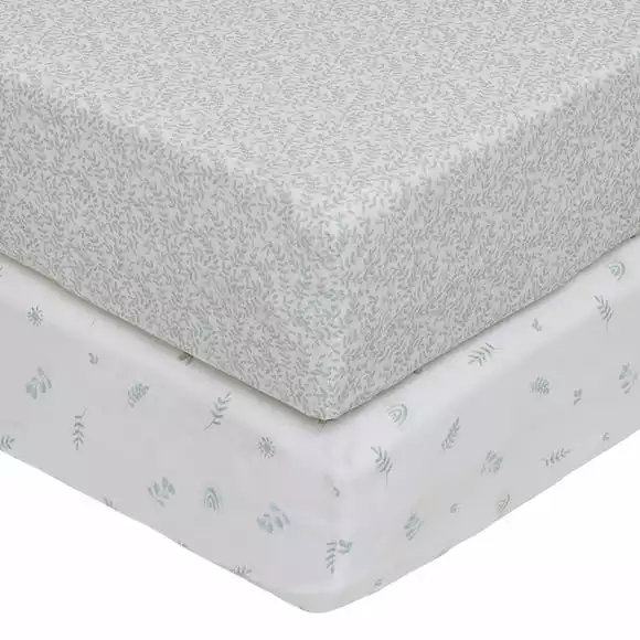 Dunelm Pack Of 2 100% Cotton Eucalyptus Jersey Fitted Sheets