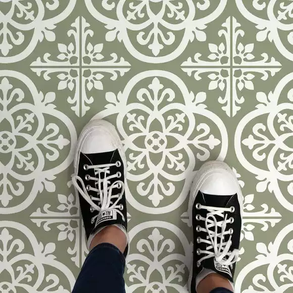 Floorpops Gothic Sage Self Adhesive Floor Tiles - Image 3